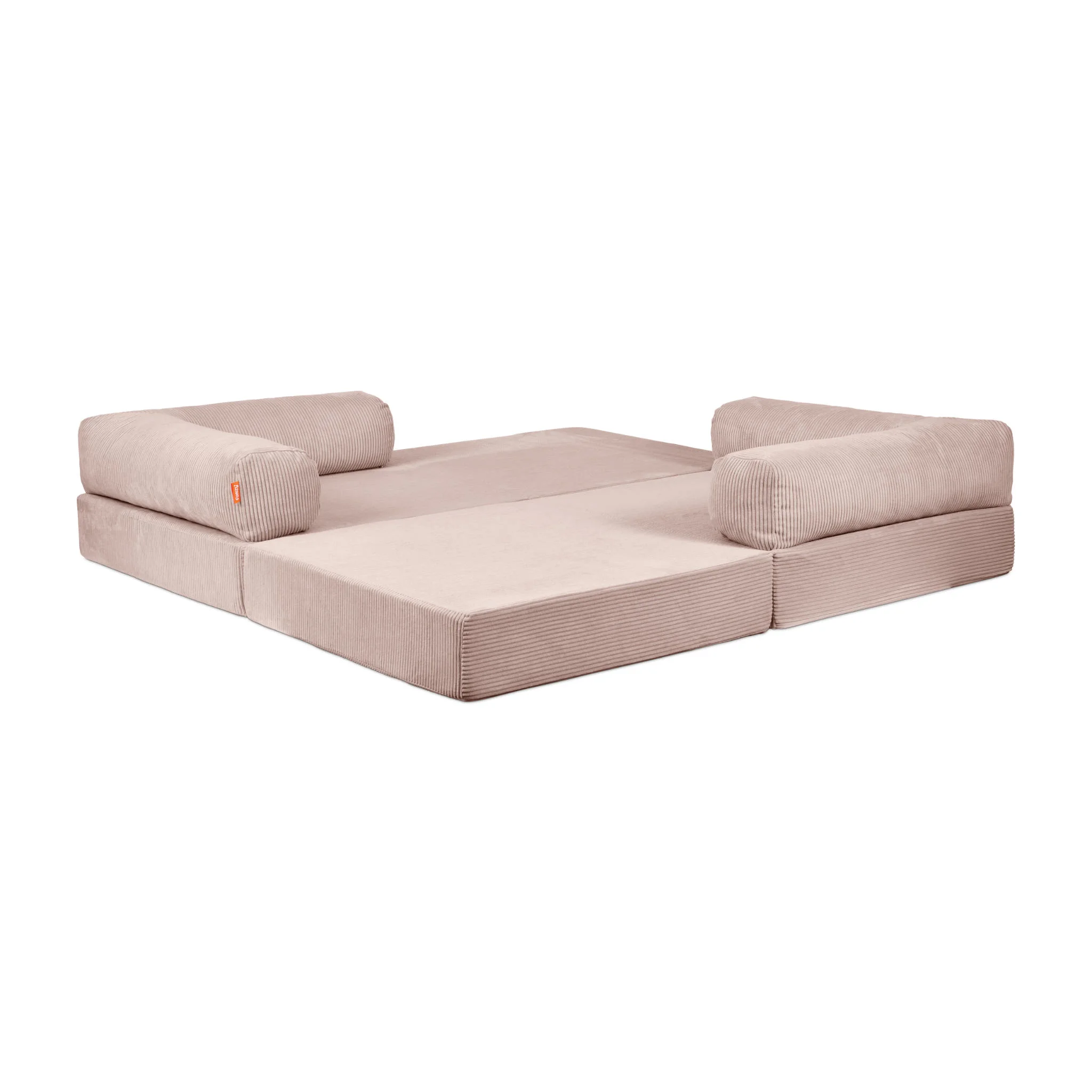 Sofa, Schlafsofa, U-förmige Couch, Beige, Kissenrollen
