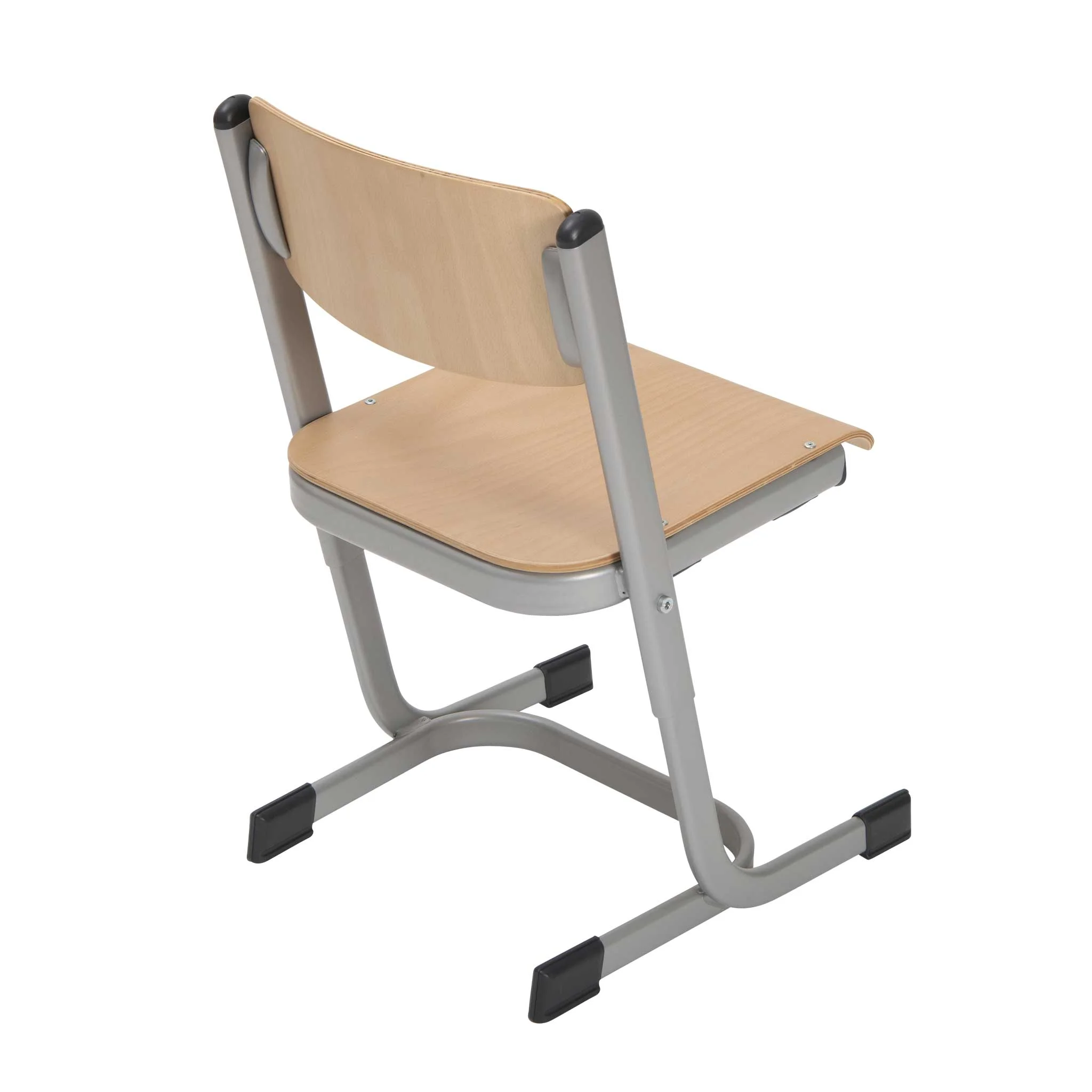 Schulstuhl, Holz-Sitz, Metallgestell, Klarer Sitz, Verstellbare Beinplatte