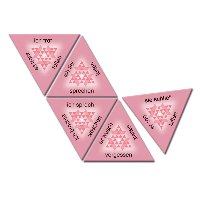 Puzzlespiel, Pink, Triangelstücke, Spanischer Satz, Formenbausteine