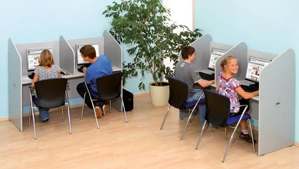 Internet-Café, Computer-Stations, Public-Access-PC, Sunken Desks, PC-Workstations