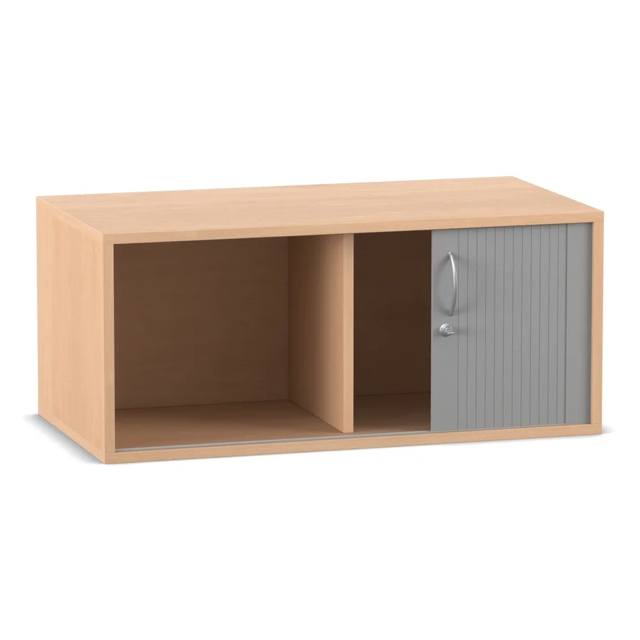 Aufsatz-Rollladenschrank, 41,1 x 94,4 cm, mit Mittelwand, Buche hell