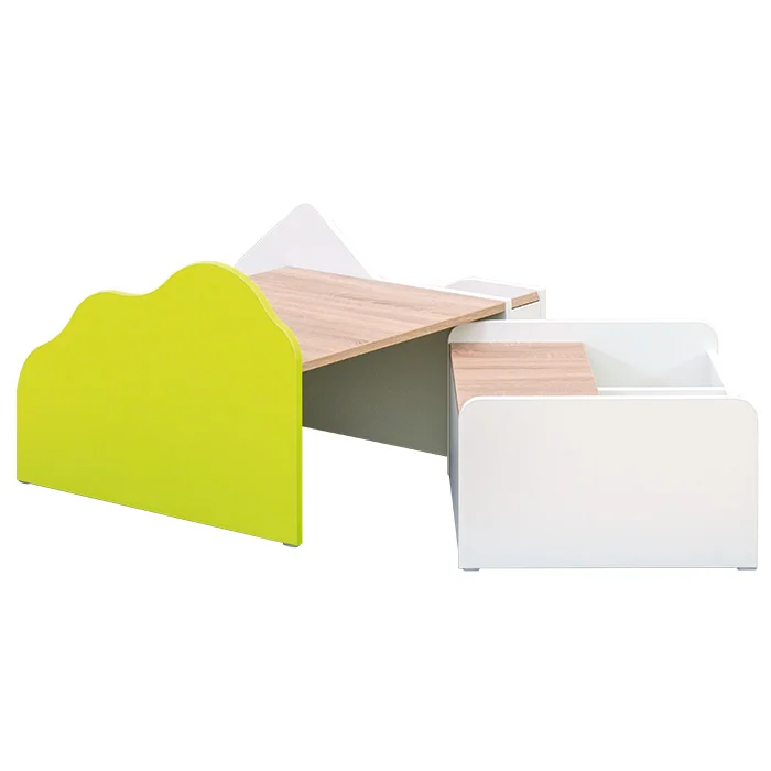 Kinderbett, Schreibtisch, Holzoptik, grün, Kombi-Bett