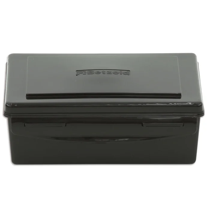 Box, Klebezettelbox, schwarz, Kunststoff, kompakt