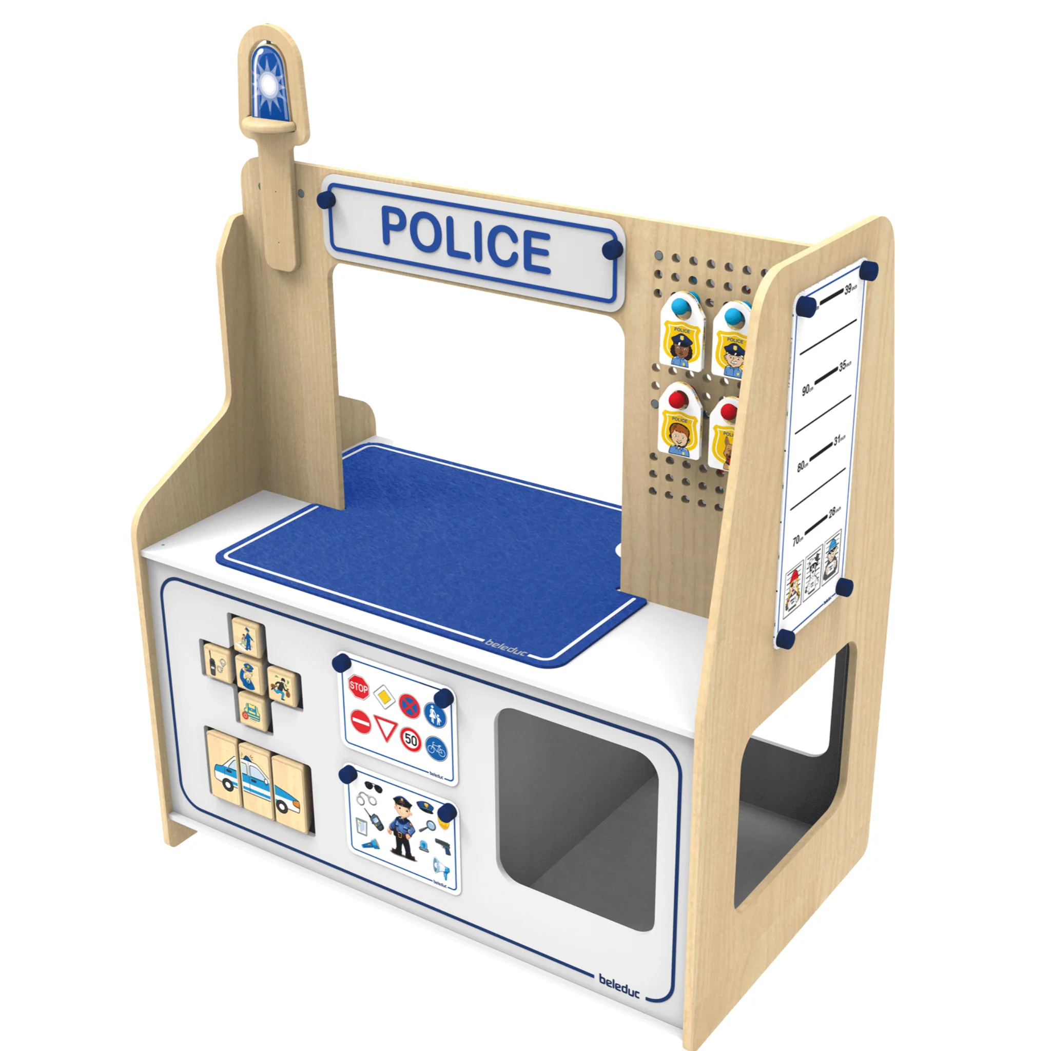 Spielküche, Polizei-Themenküche, Holzspielzeug, Kinderküche, Spielzeugküche