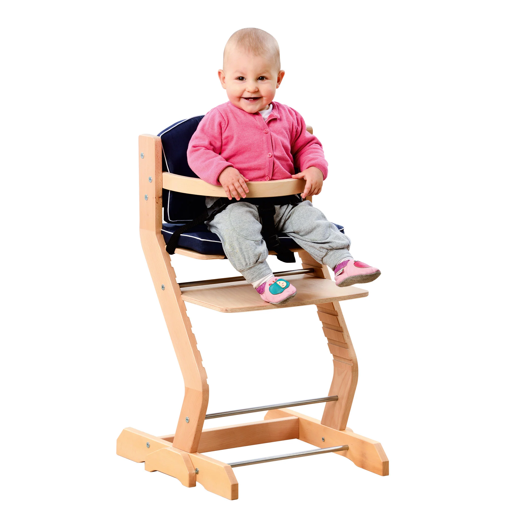 Babystuhl, Hochstuhl, Holz, Sitzverkleinerer, Gurtung