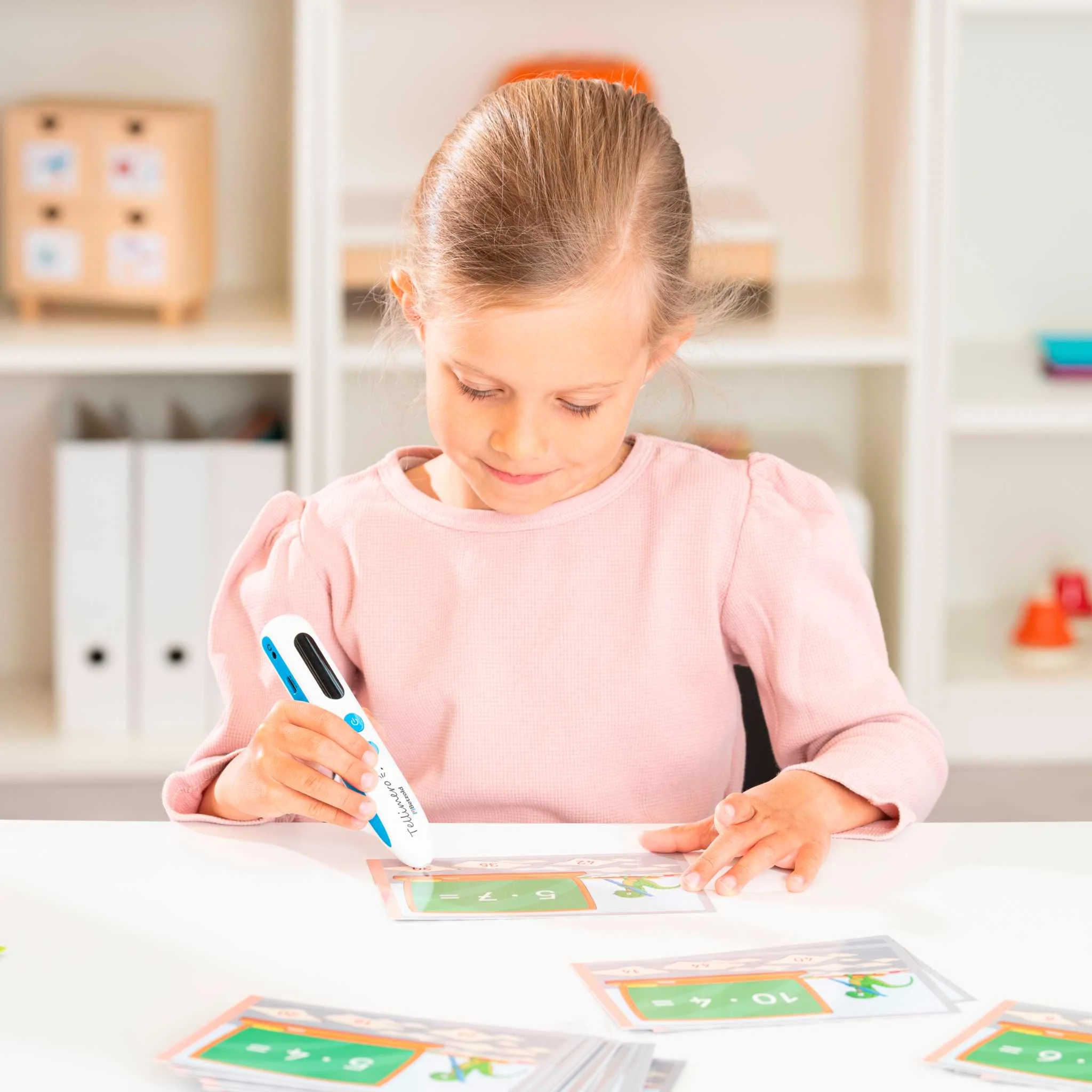 Lernstift, interaktiver Stift, Lernkarten, Kinder, weiß-türkis