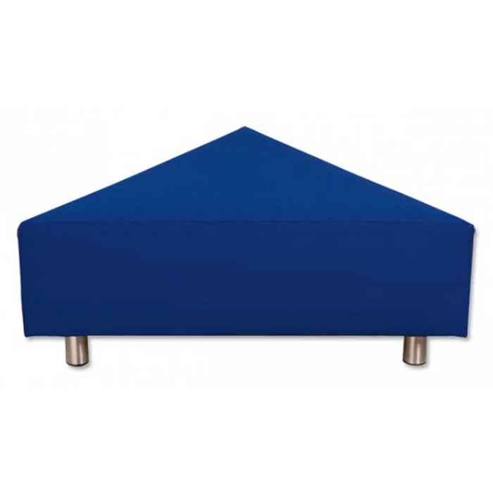 sofa bed, blaue Polsterung, Dachformen-Optik, niedrige Bauweise, Metallbeine