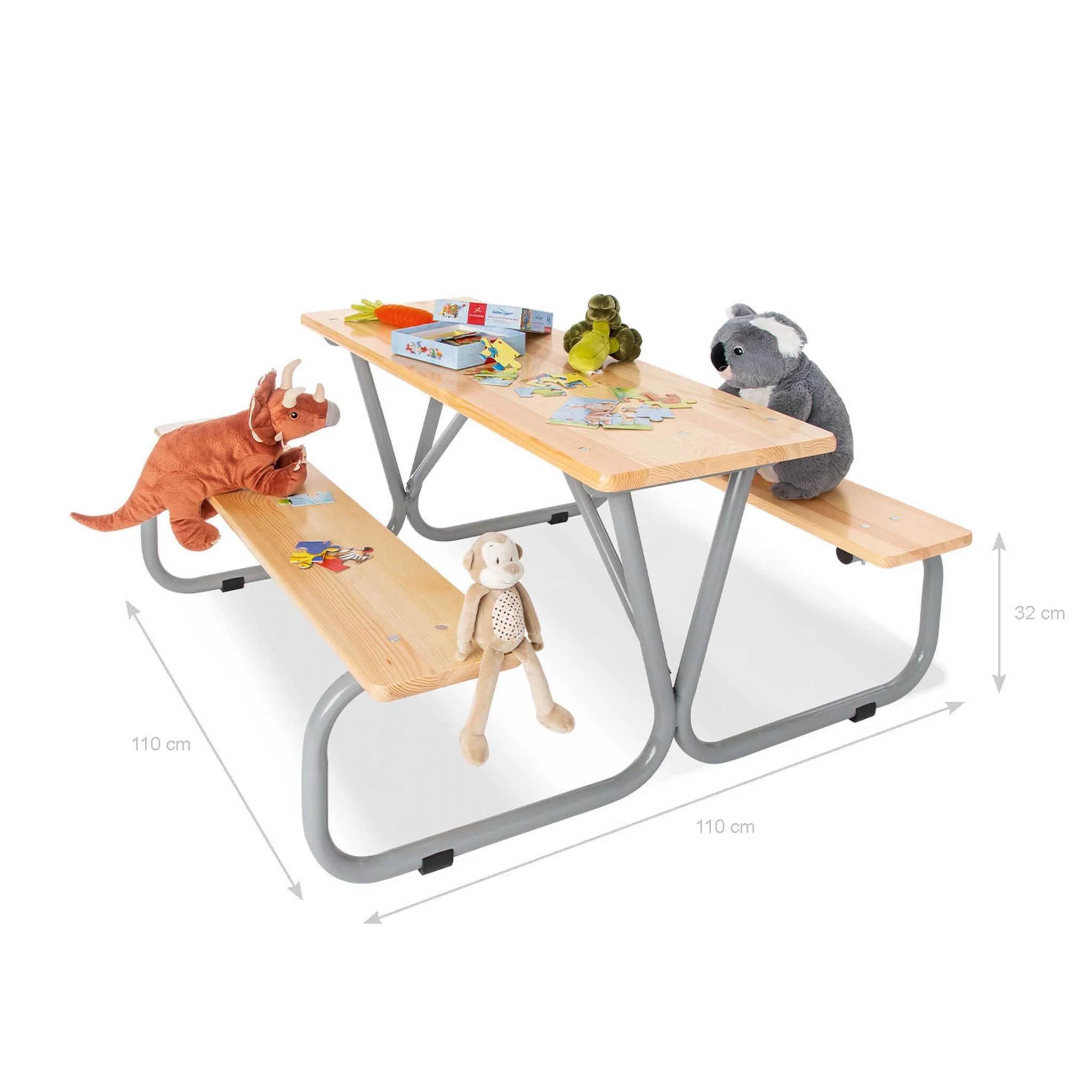 Schreibtischset, Spielzeugtisch, Holztisch, Metallgestell, Kinderstuhl
