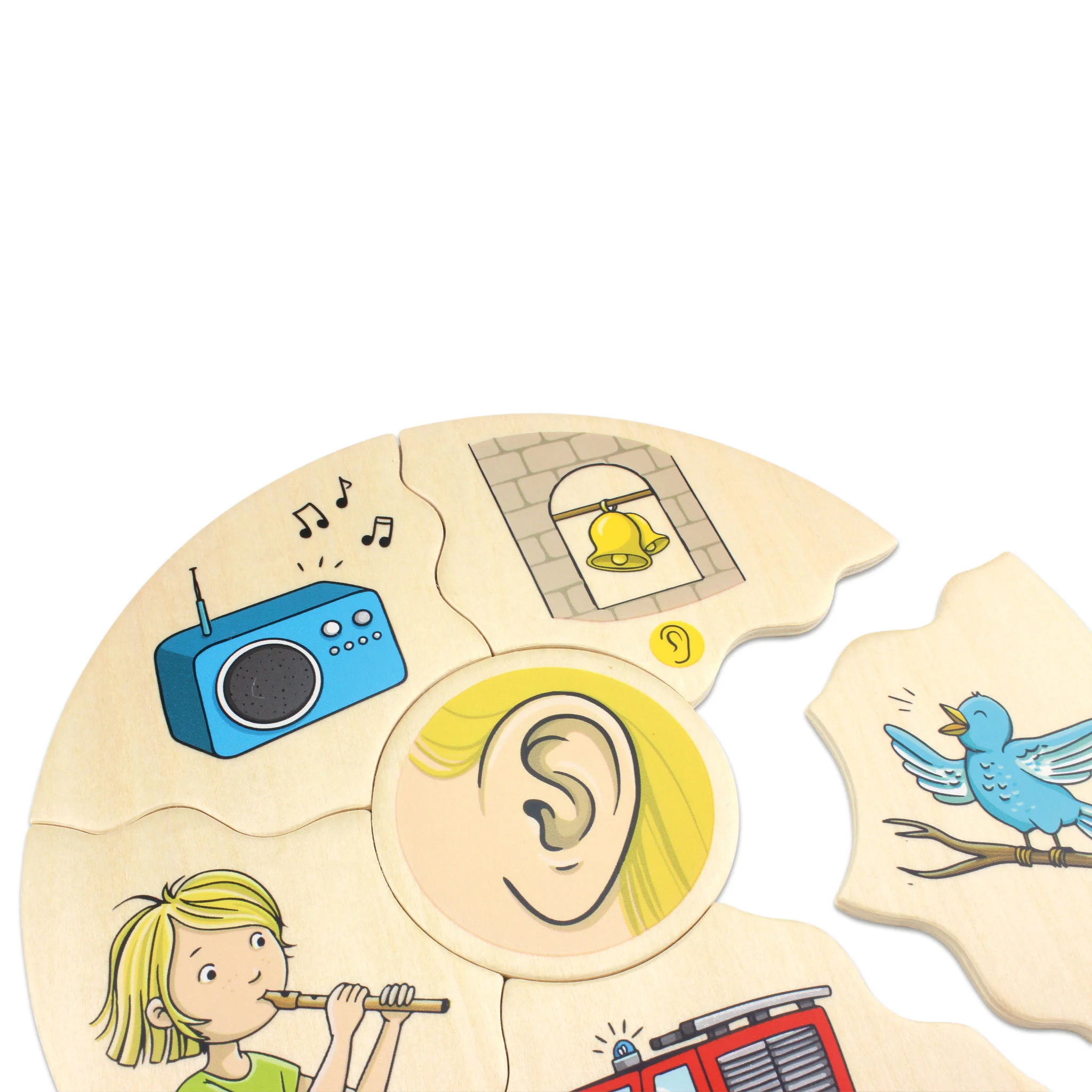 holzpuzzle, kinderspielzeug, gehör, auditiv, vogel