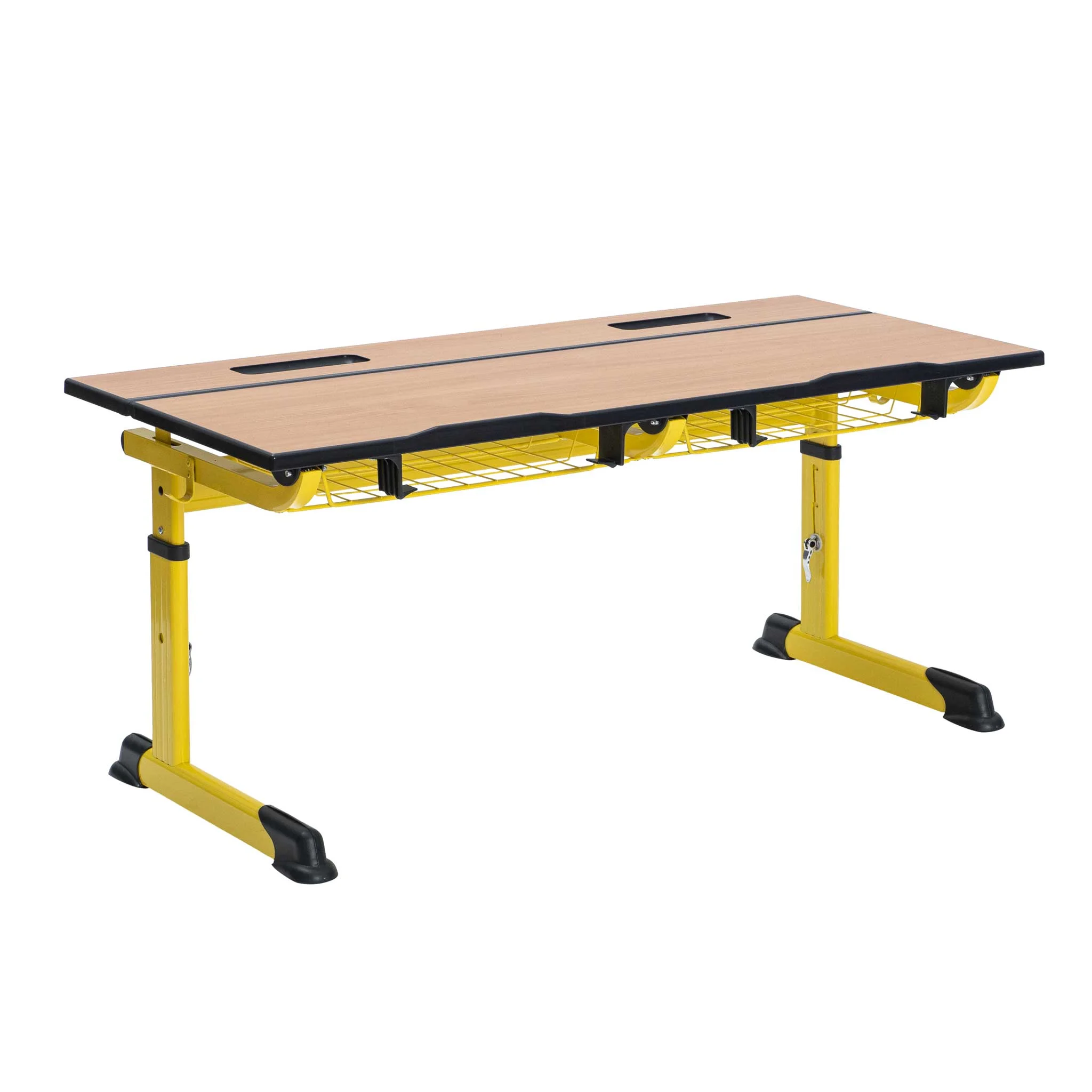 Schreibtisch, Steh-Schreibtisch, Gelb, Holzplatte, Metallrahmen