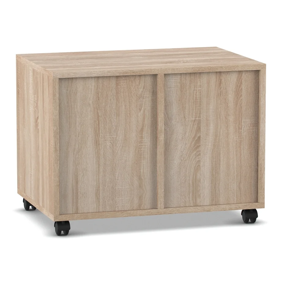 Sideboard, Eichen-Finish, Schiebetüren, Schrank auf Rollen, Aufbewahrungseinheit