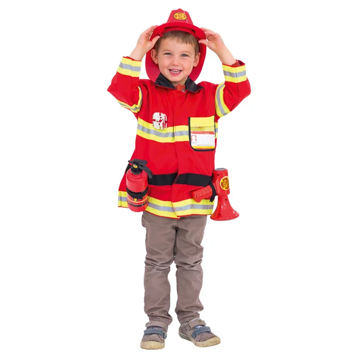 Kinderfeuerwehr, Feuerwehrkostüm, Rot, Warnstreifen, Accessoires
