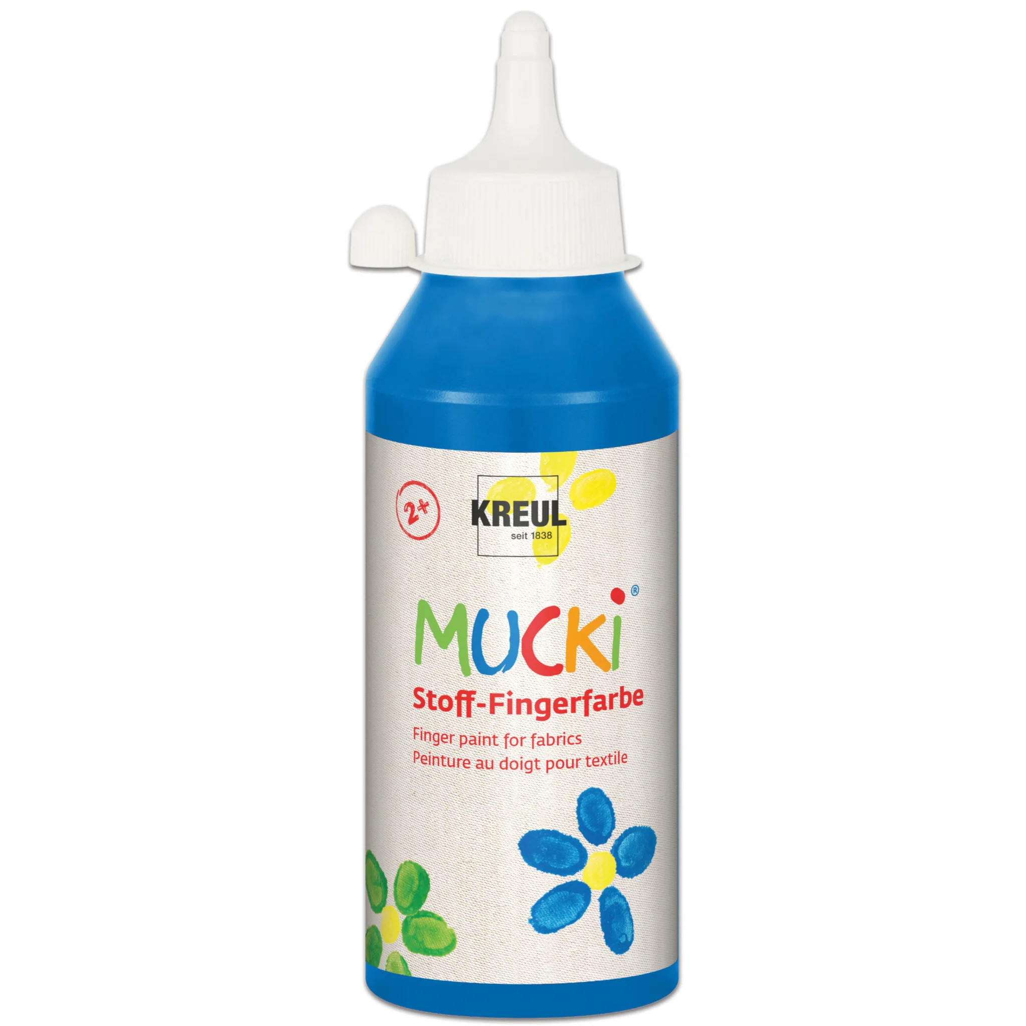 Stoff-Fingerfarbe, Fingerfarbe, Blau, Flasche, Mucki