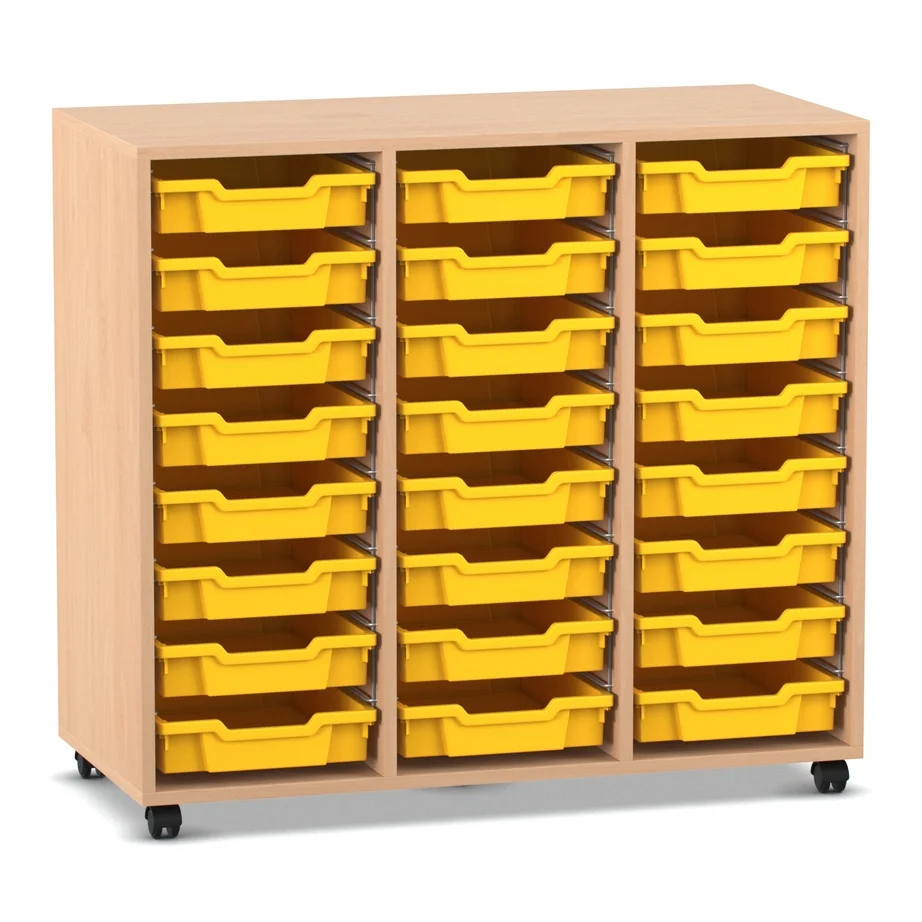 Regal PRO, 99,1 x 108,5 x 48 cm, mit Sichtrückwand und 24 Boxen, Buche hell