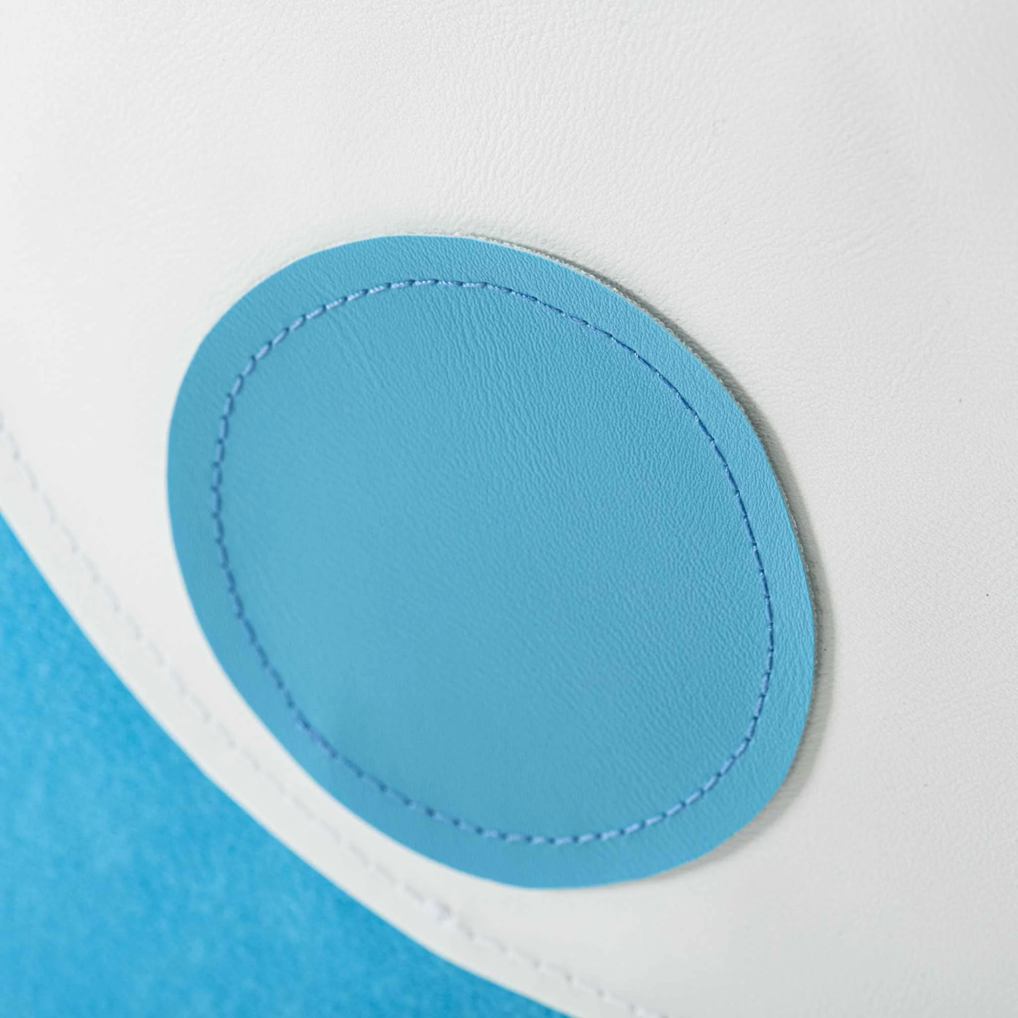 leder, blau, stich, gepolsterte patch, runder patch