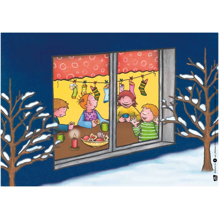 Fenster, Kinderfest, Kuchen, Teller, Schneewinter