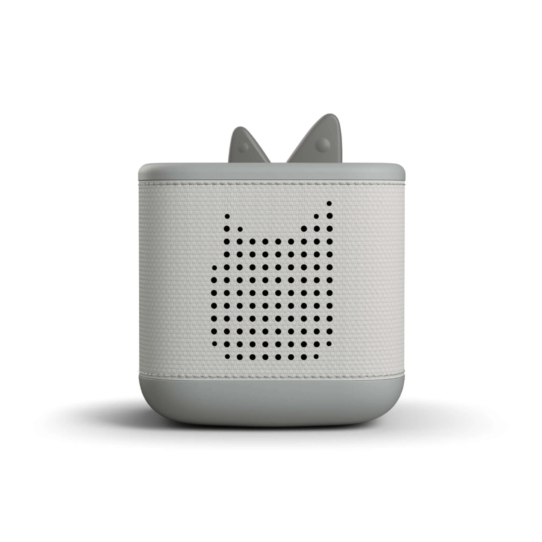 Box-Lautsprecher, tragbarer Lautsprecher, Stofftextur, Katzenohren, Grau-Weiß