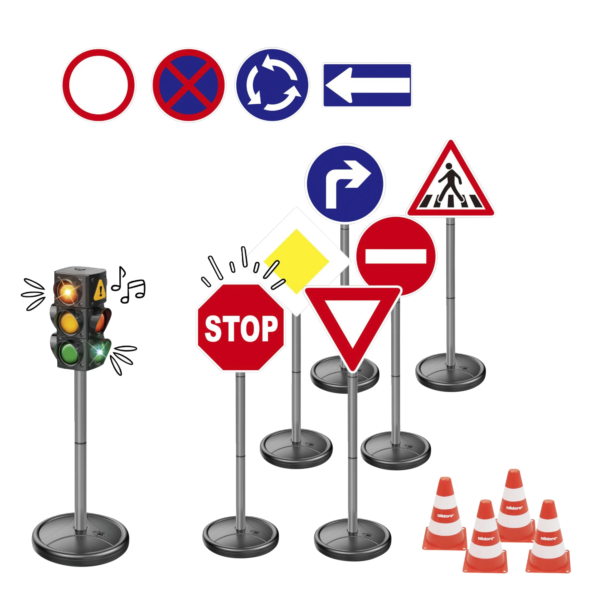 Verkehrsschilder, Straßenschilder, Baustellenabsperrung, Verkehrszeichen, Stoppschild