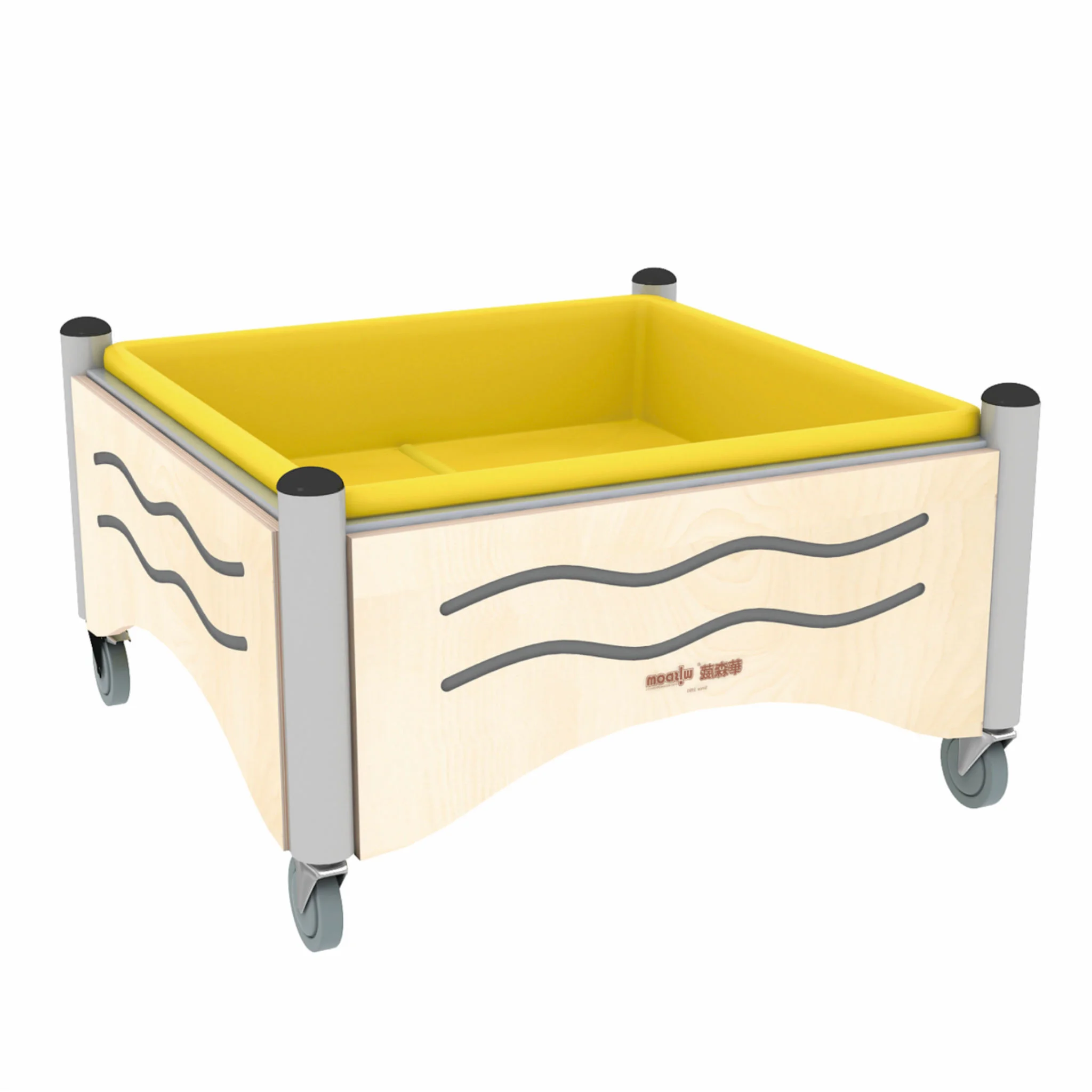 Kinderwagen, Wagenkasten, Gelb, Holz, Radrollen