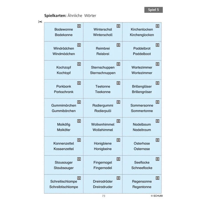Badewanne, Badekappe, Winterbekleidung?, Wortkarten?, Schibubel