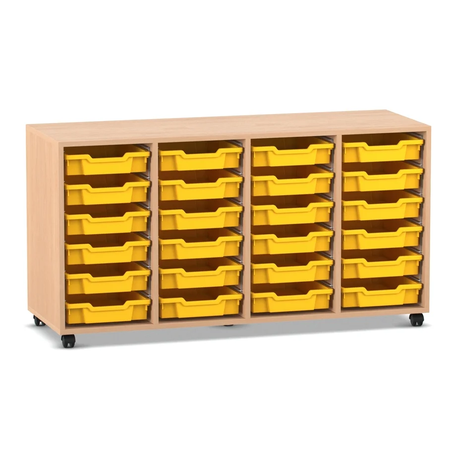 Regal PRO, 76,7 x 143,9 x 48, mit 24 Boxen, Buche hell