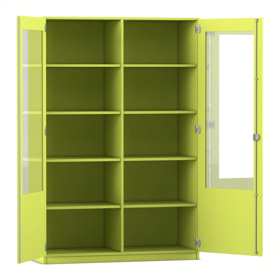 Schrank, Regal, Vitrine, Glasstür, Lackiert grün