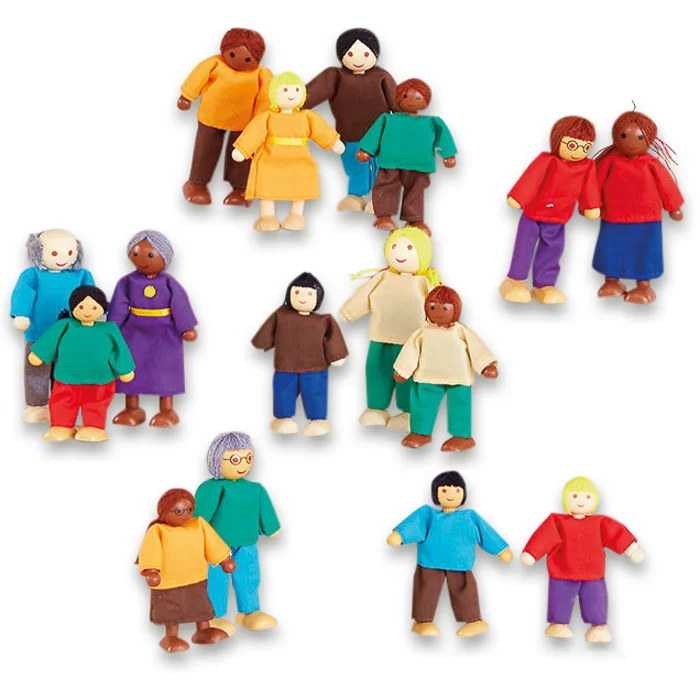 Figuren, Holzfigur, Puppenfamilie, Bunte Figuren, Kinderfigur