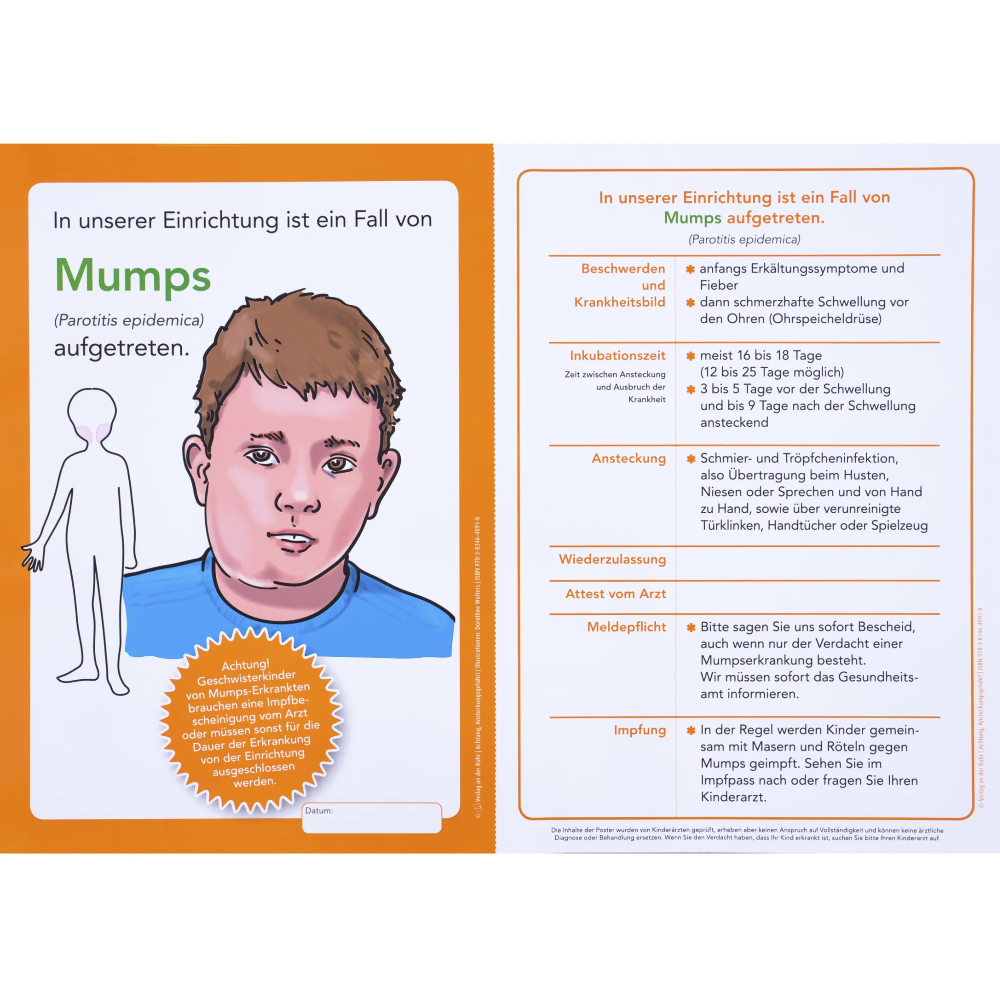 Mumps, Aufgekommen, Infoblatt, Gesundheit, Kinder