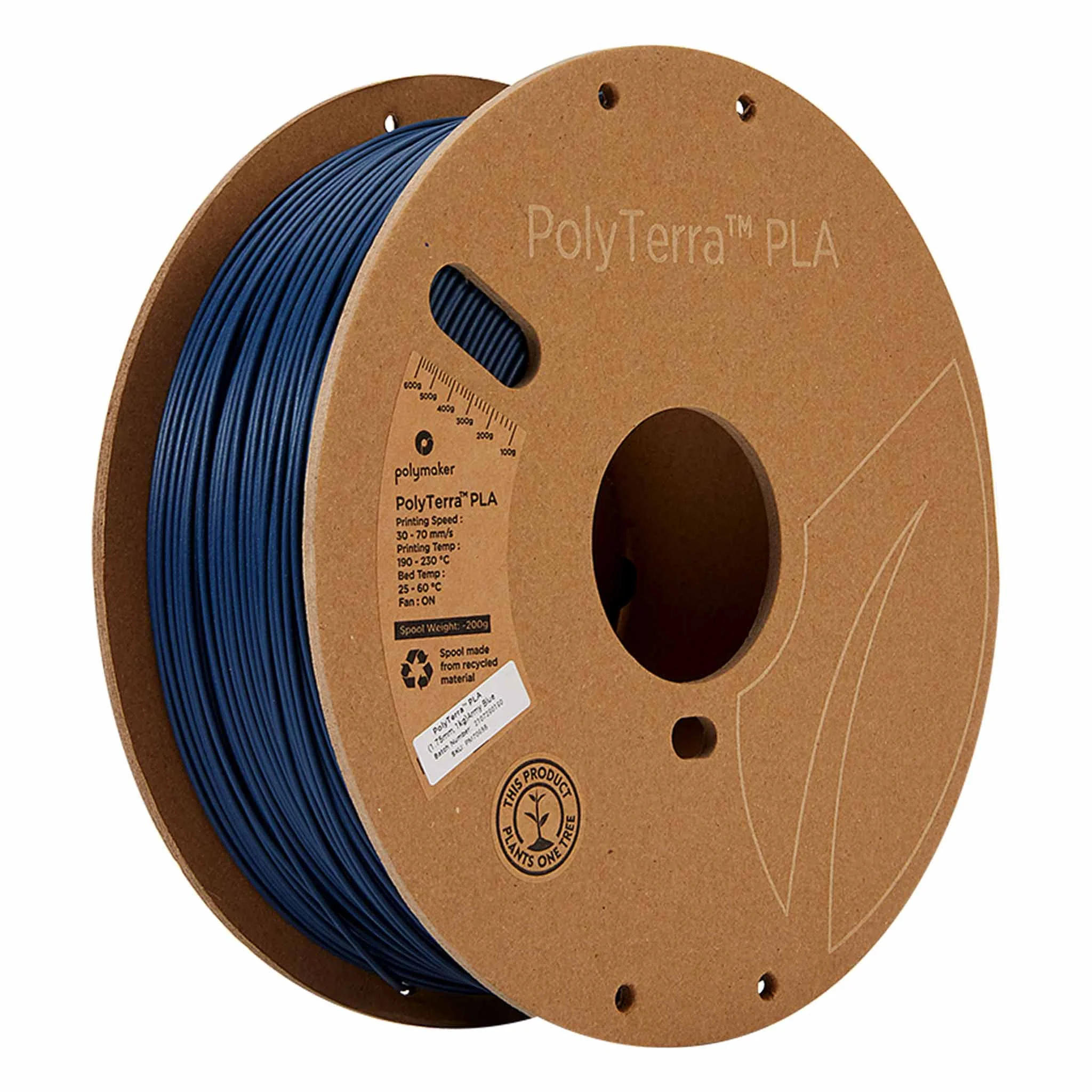 PLA-Filament, blaues Filament, 3D-Druck, Spule, PolyTerra PLA