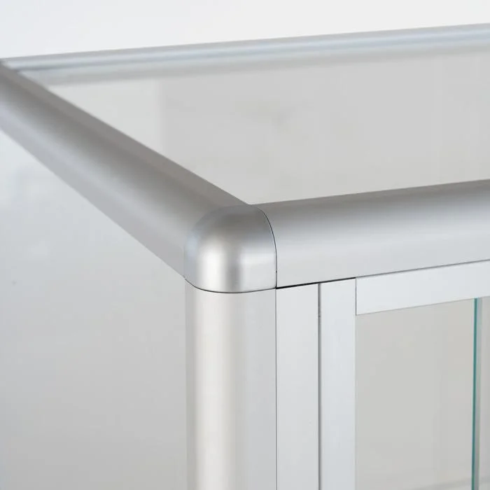 Glasvitrine, Eckdetail, Aluminium, Rahmen, Schrank