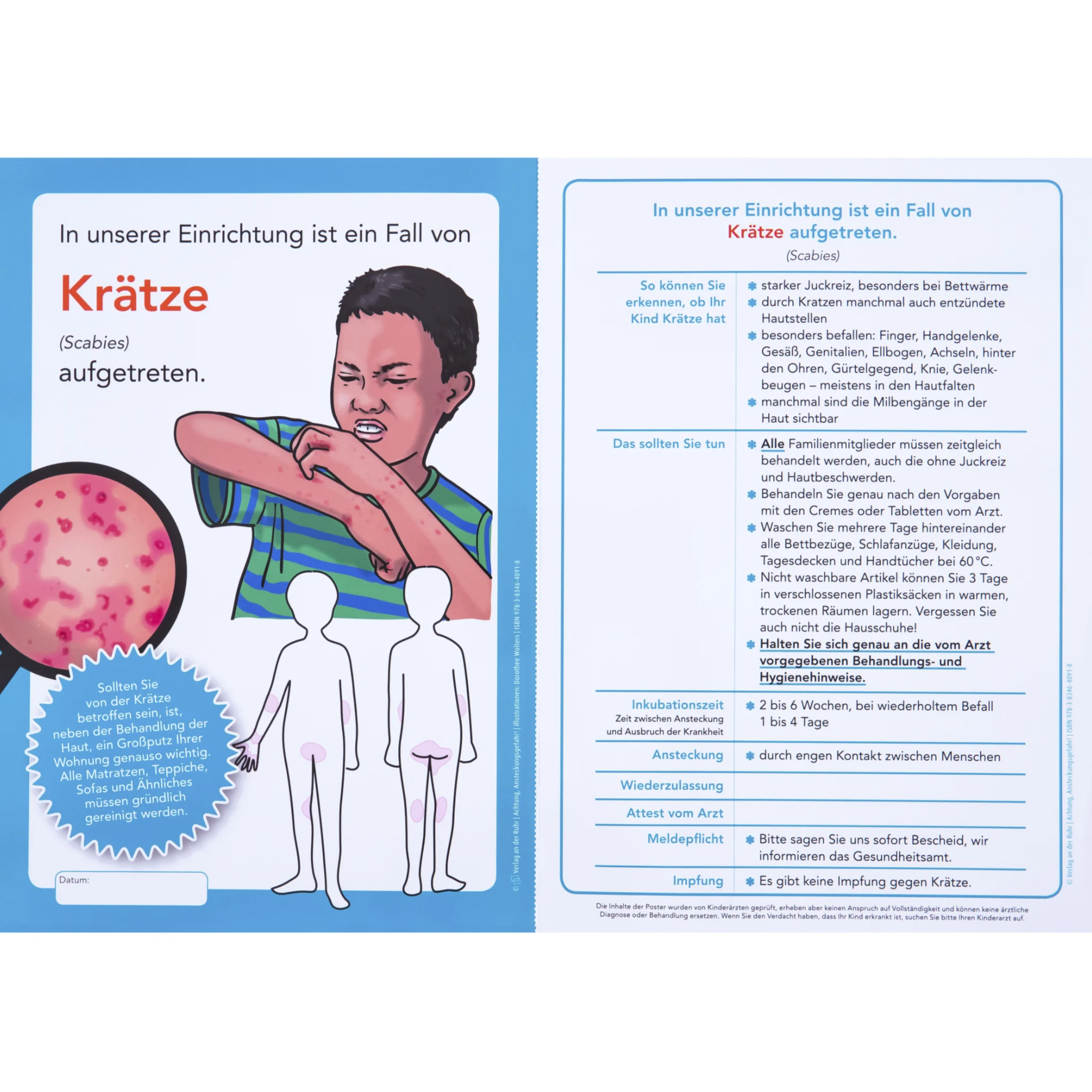 Krätze, Aufgegriffen, Infografik, Kindergesundheit, Piktogramm