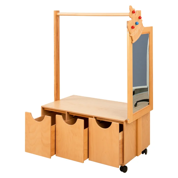 Holz, Kaufladen, Spiegel, Rollentisch, Aufbewahrung