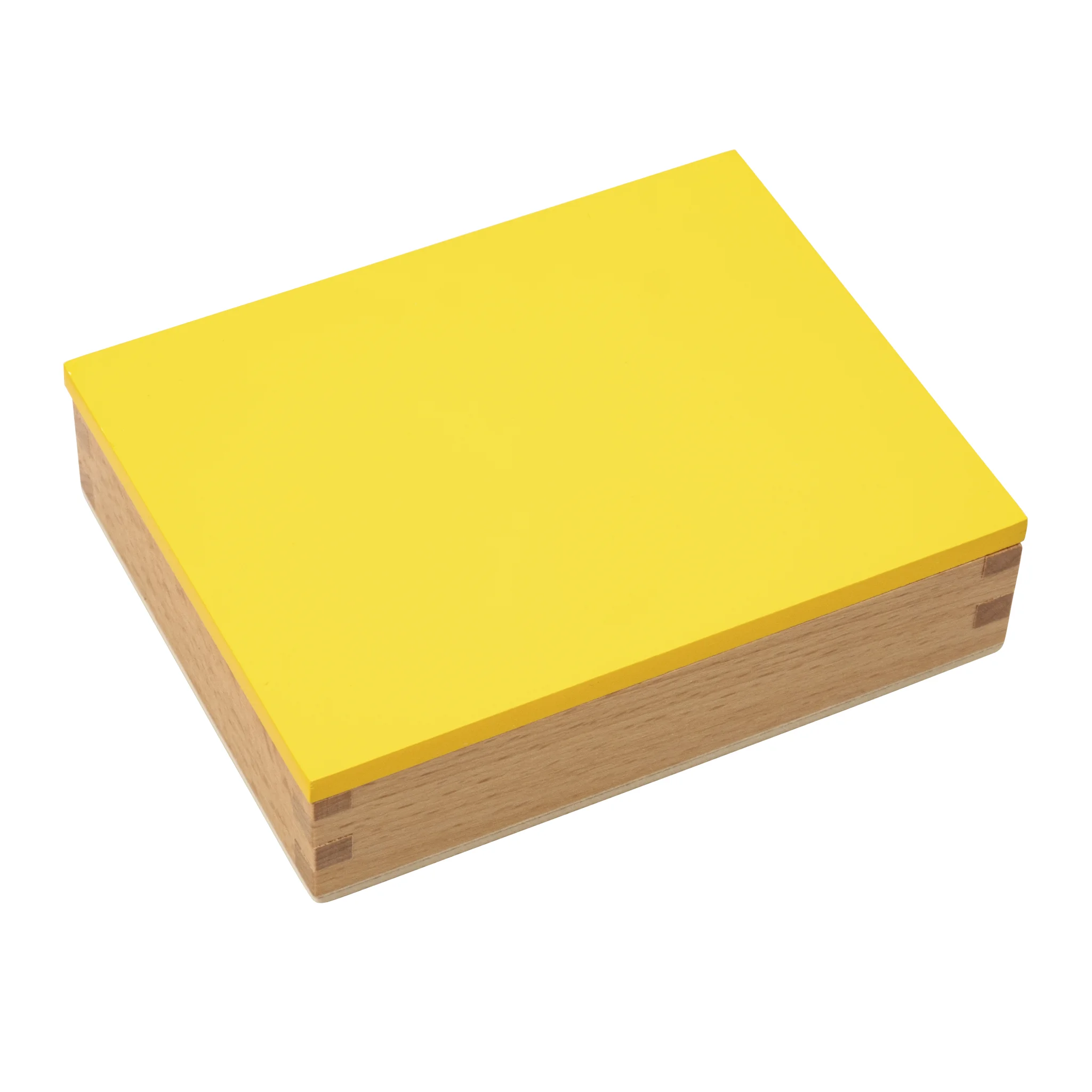 Holzbox, gelbe Deckel, rechteckige Box, ohne Verschluss, Näh-/Bastelbox