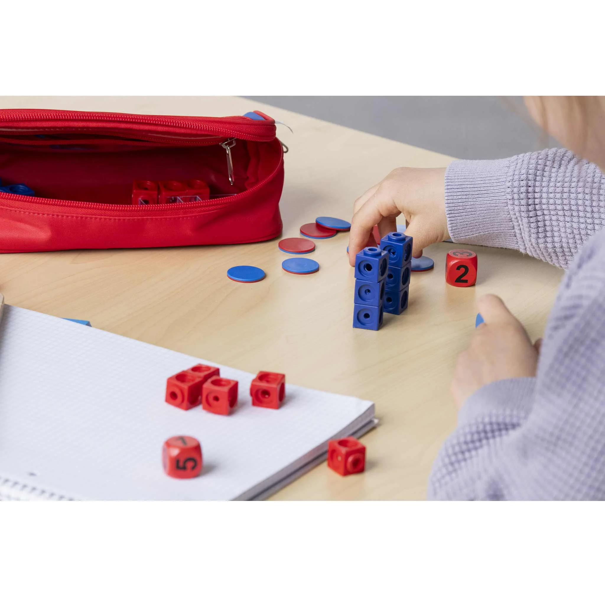 Lego-ähnliche Bausteine, blaue Würfel, rote Würfel, Mathe-Zähler, Puzzlespielzeug