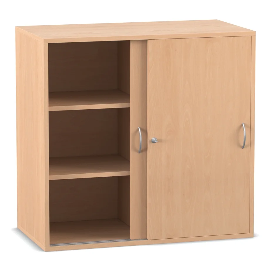 Aufsatz-Schiebetürenschrank, 90,9 x 94,4 cm, mit 4 Böden und Mittelwand, Buche hell