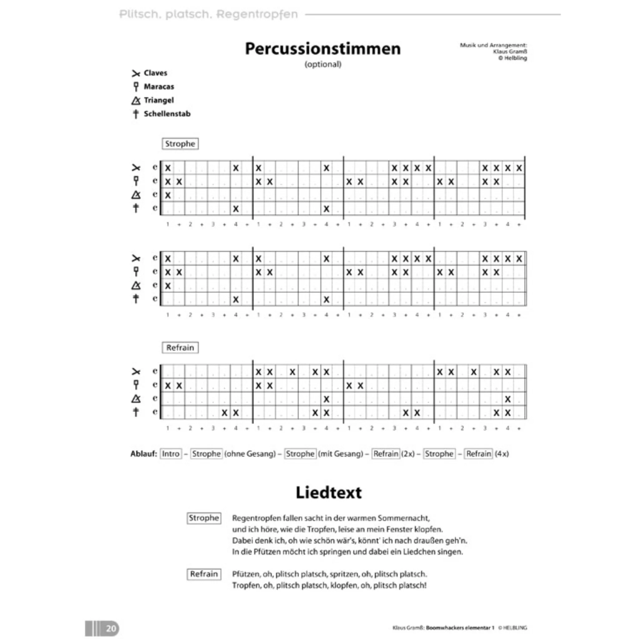 Percussion, Schlagzeug, Notensatz, Notenblatt, Tilgung
