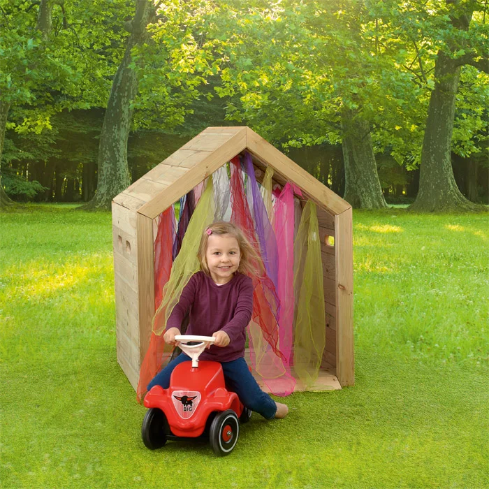 Spielhaus, Kinderhaus, Rutschauto, Garten Spielzeug, farbiges Tüll-Dekor