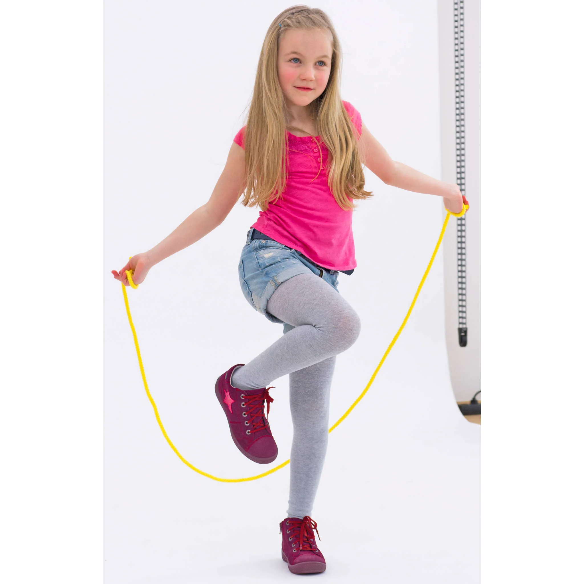 Kind, Springseil, Hose, Leder, Pink