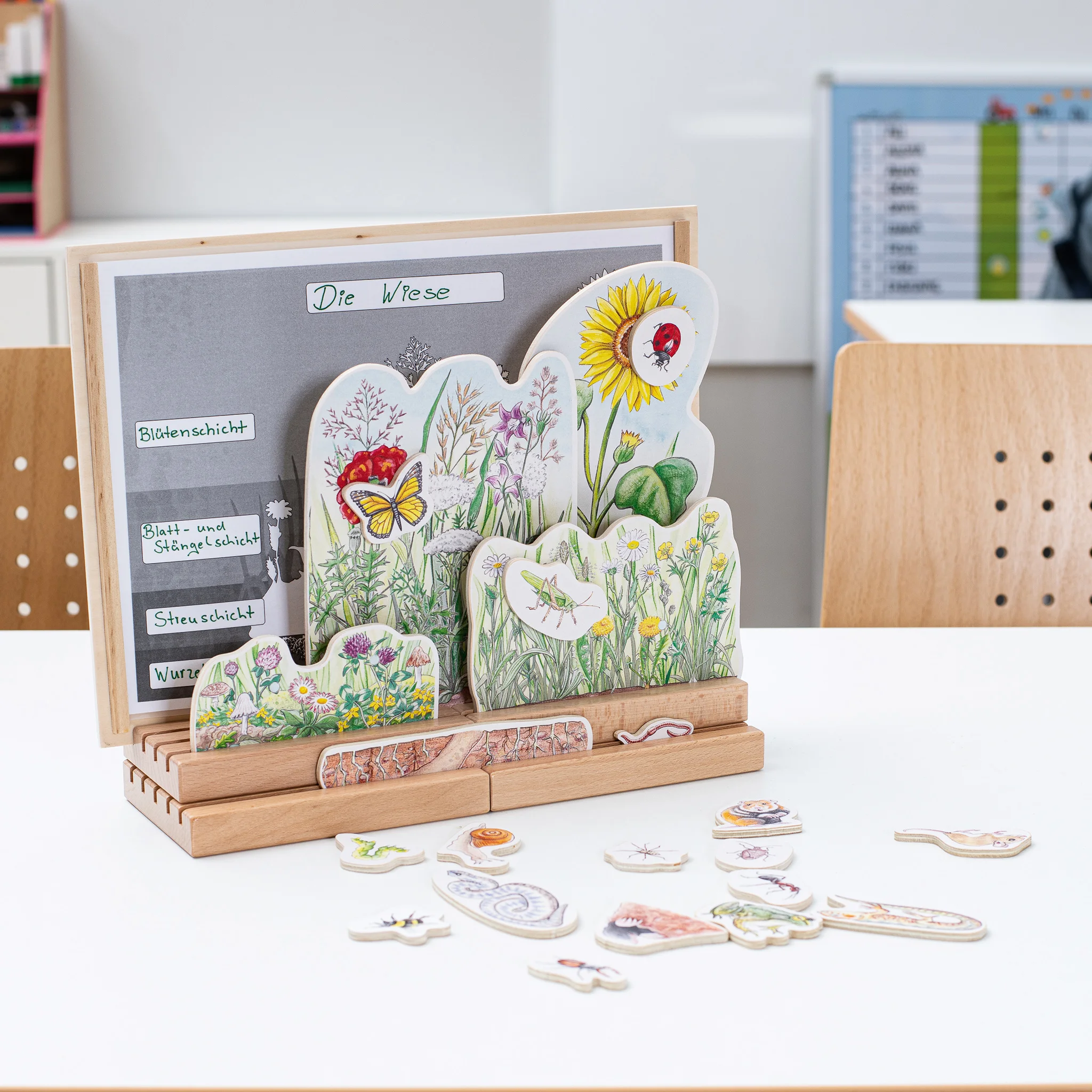 Holzpuzzle, Naturpuzzle, Blumenpuzzle, Tierlessen, Wand-Display