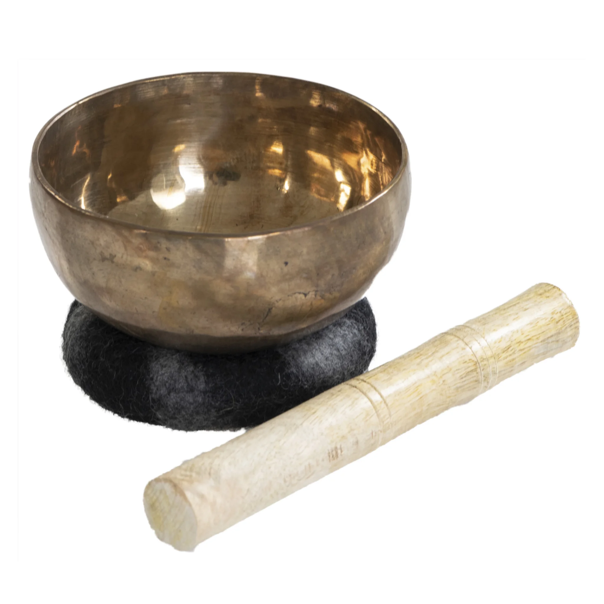 Meditationsschale, Messing-Schüssel, Tibetische Klangschale, Schlegel, Filzunterlage