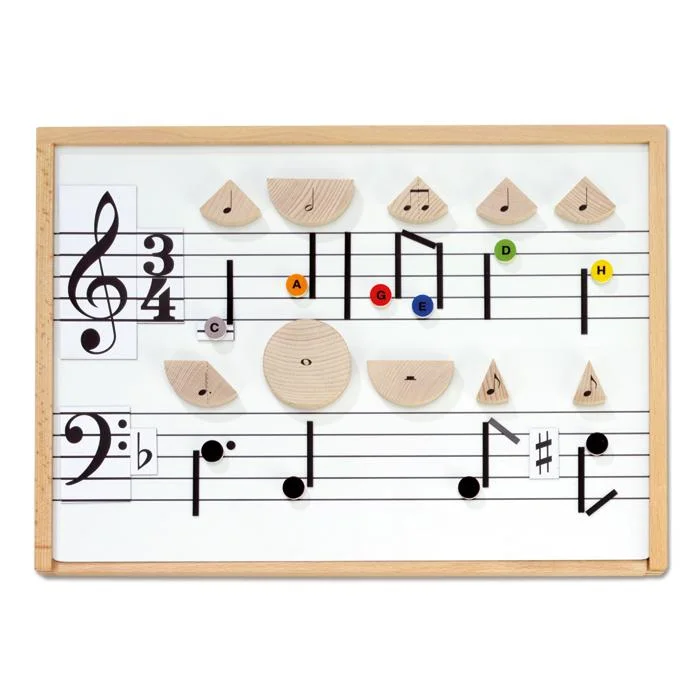 Holzboard, Notenboard, Musikunterricht, Holzperlen, Notenlinien