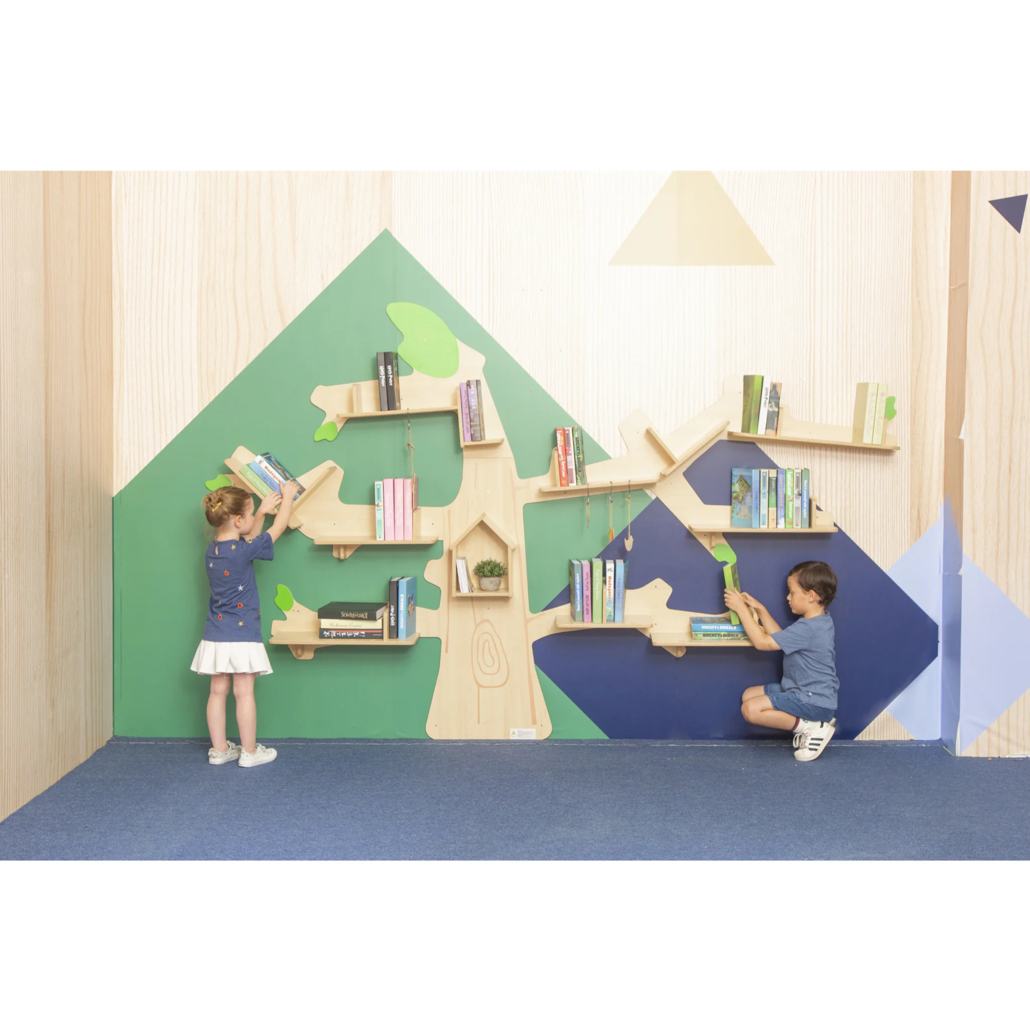 Kindergarten Bücherregal, Wandregal, Holzregal, Bücherwand, Kinderzimmer Decor