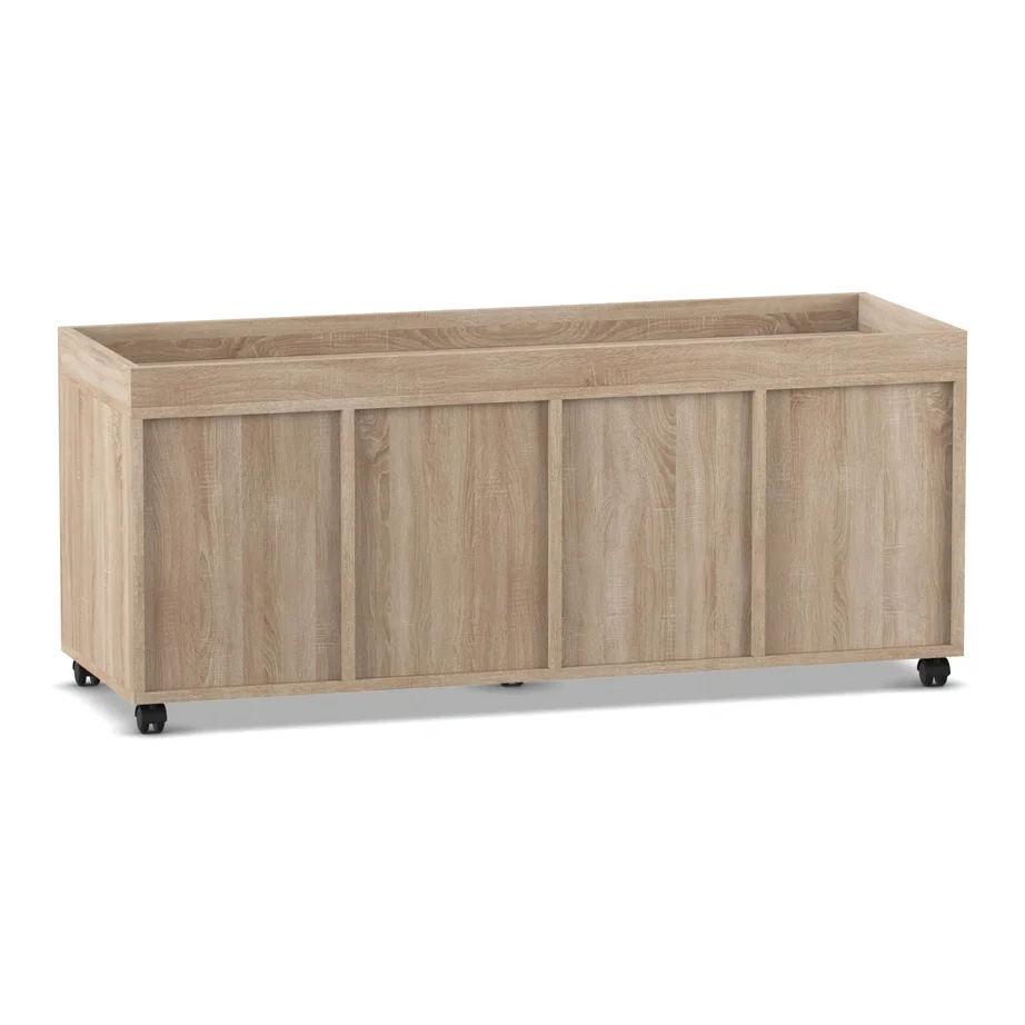 Lowboard, Kassettenmöbel, Holzoptik, Schubladenbasis, rollbar