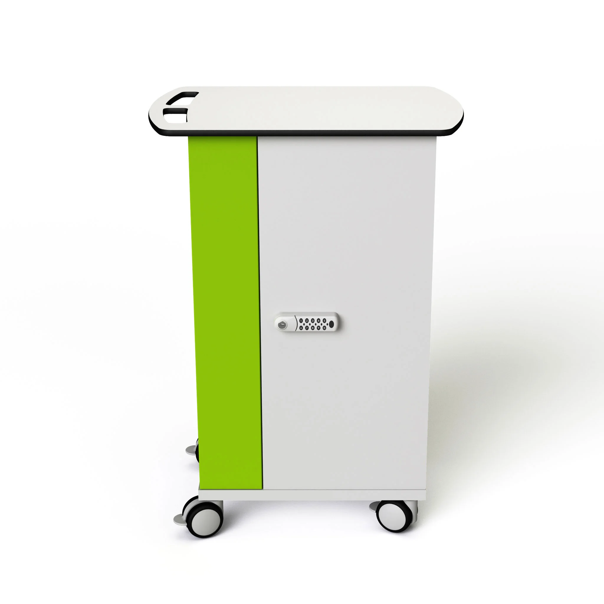 Mobile Rollwagen, schlossbare Schrank, grüne Paneel, Stahl-Schrank, vier Räder