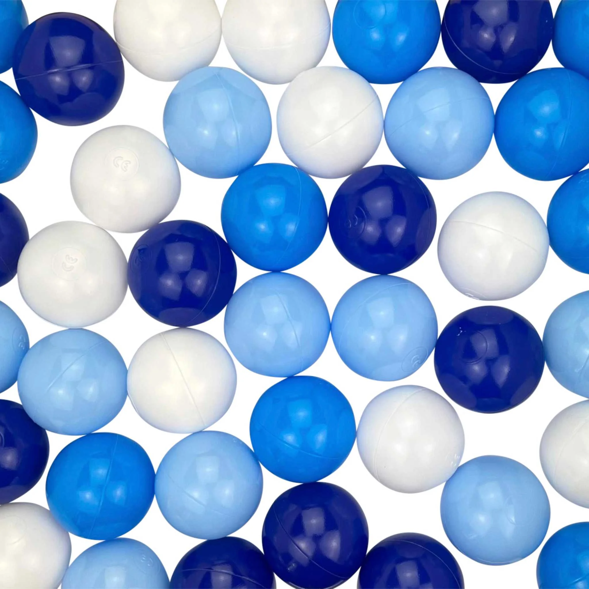 Bällebadbälle, Kunststoff, Blau-Weiß, Glänzend