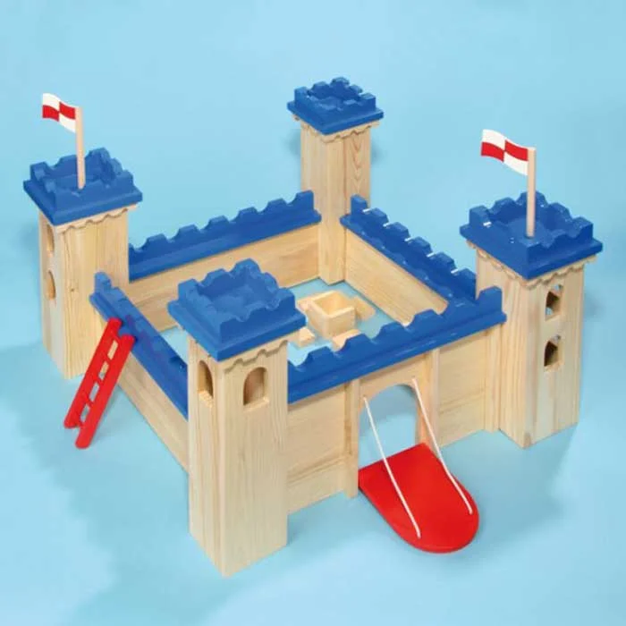Kastenspiel, Schloss, Holzbausteine, Burganlage, Rutsche