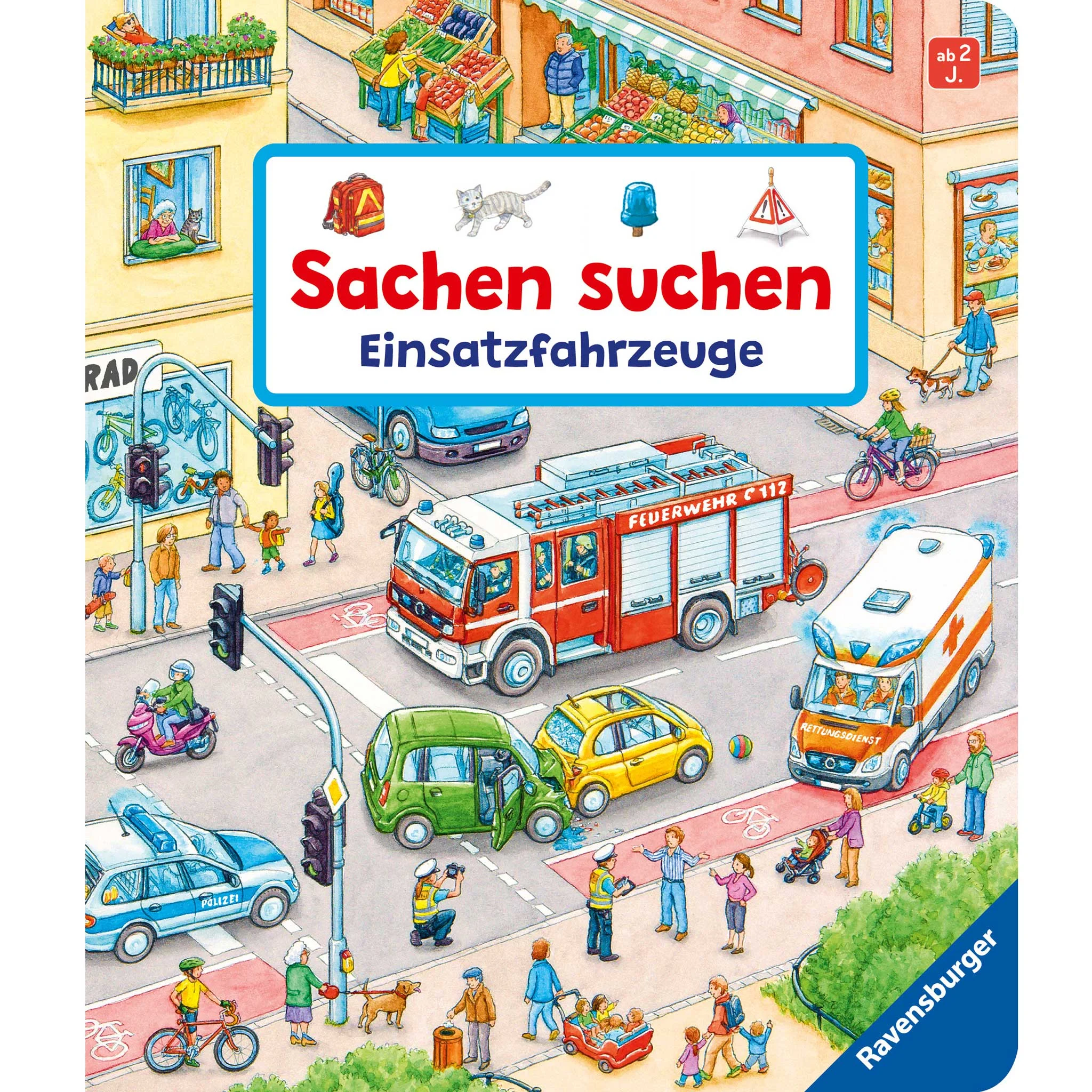 Feuerwehrauto, Rettungsdienst, Verkehrsunfall, Motorrad, Straßenszene