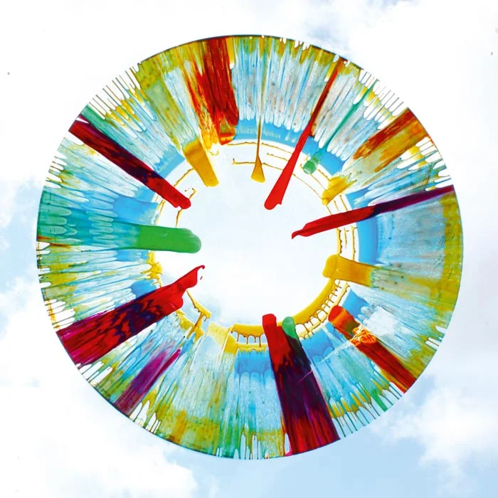 Papierplatte, bunt, Drip-Art, runde, Kunstplatte