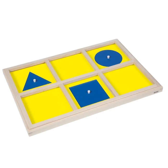 Geometrisches Spiel, Formenpuzzle, Kinderholzspiel, Gelb Blaue Farben, Rahmenpuzzle