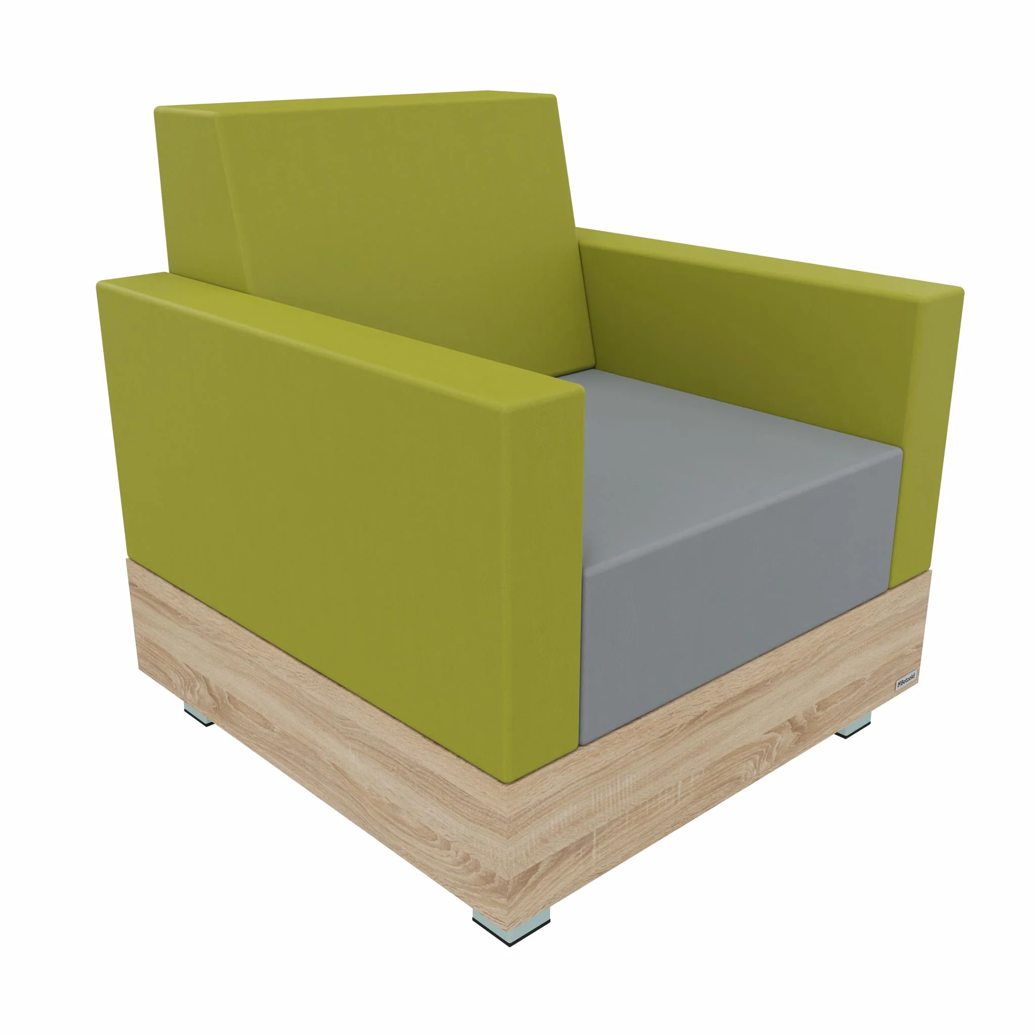 Sessel, Einzelplatz, Kunstleder, Grüner Bezug, Holzbasis